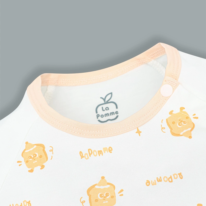 Set 2 bodysuit tay ngắn La Pomme tiệm bánh ngọt vui nhộn màu trắng cam 12