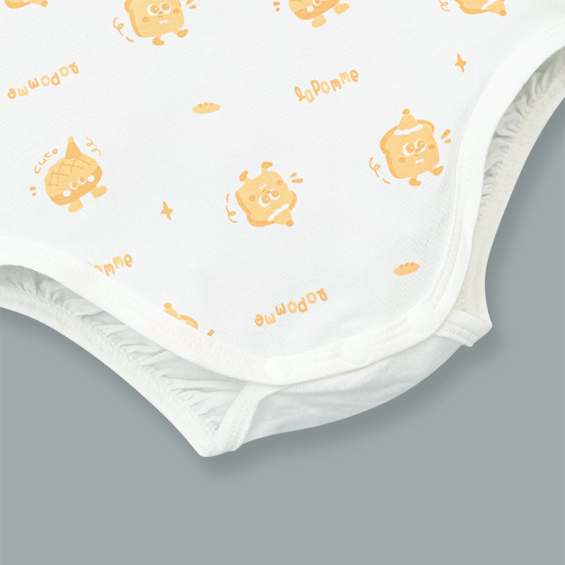 Set 2 bodysuit tay ngắn La Pomme tiệm bánh ngọt vui nhộn màu trắng cam 15