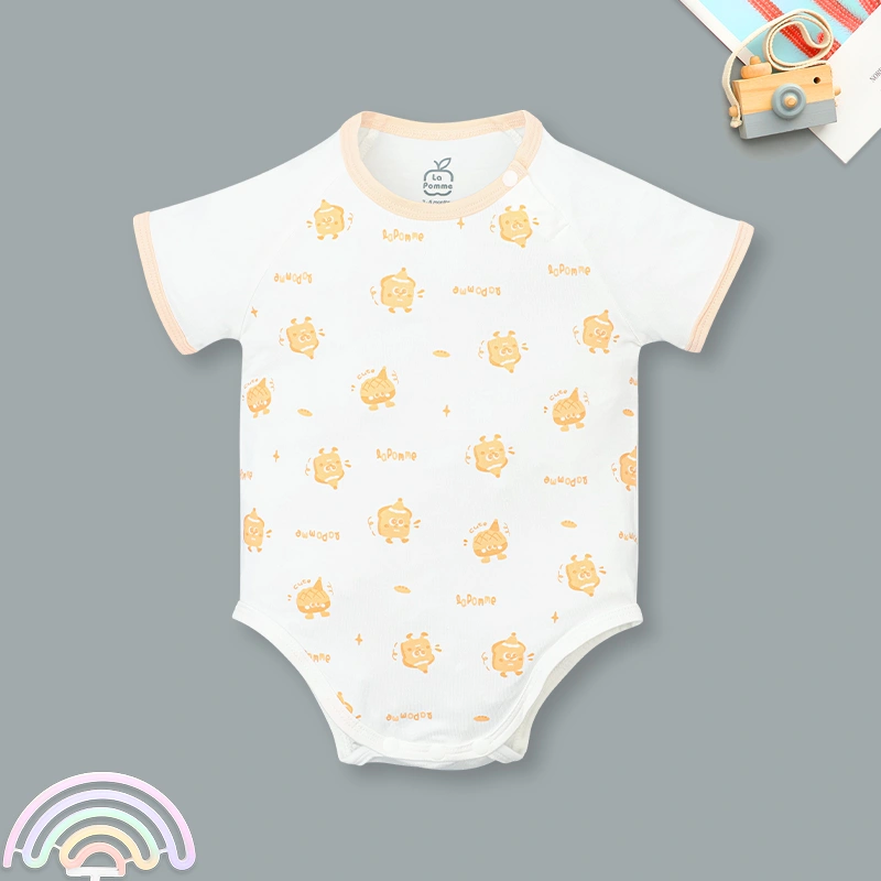 Set 2 bodysuit tay ngắn La Pomme tiệm bánh ngọt vui nhộn màu trắng cam 10