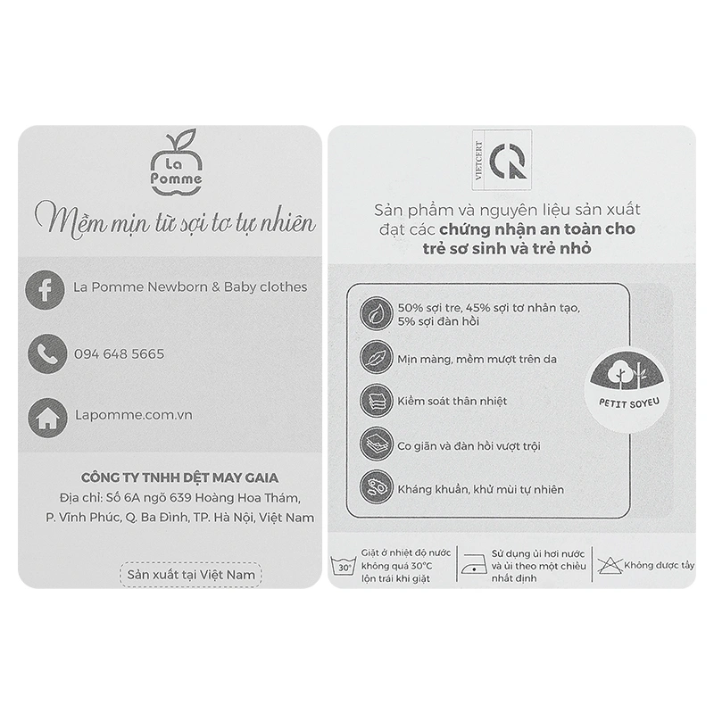 Set bao tay, bao chân hoa nhỏ ngọt ngào La Pomme màu be (0 - 3 tháng) 2