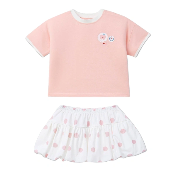 Set váy bé gái La Pomme cotton hồng