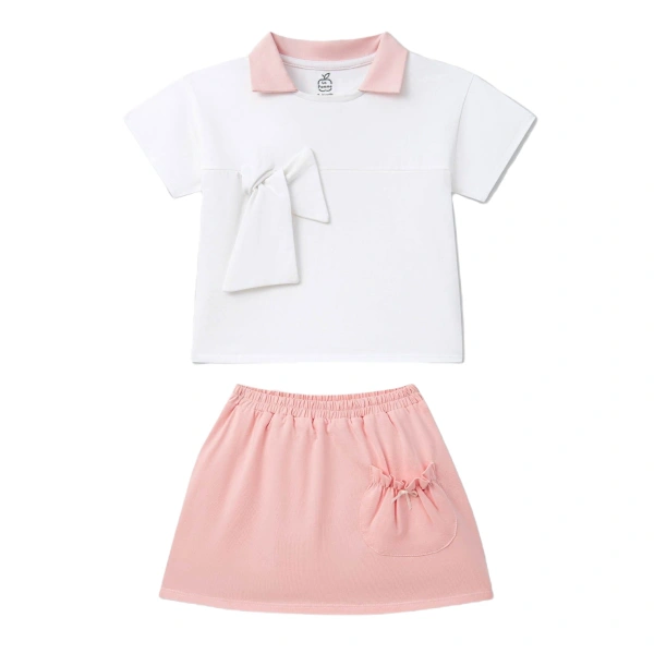 Set váy bé gái La Pomme cotton trắng hồng