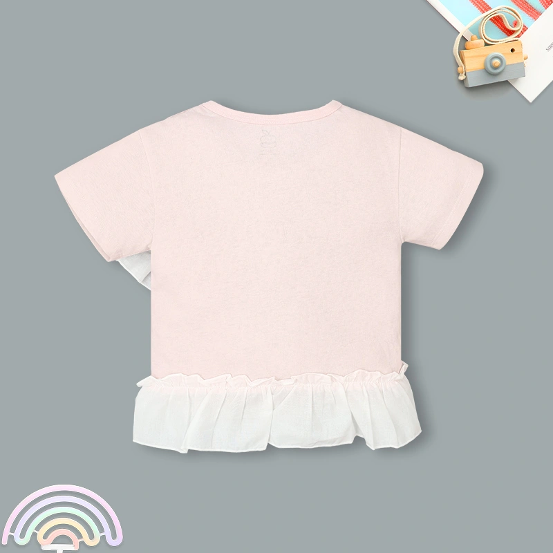 Set váy bé gái La Pomme phối bèo cách điệu màu hồng 4