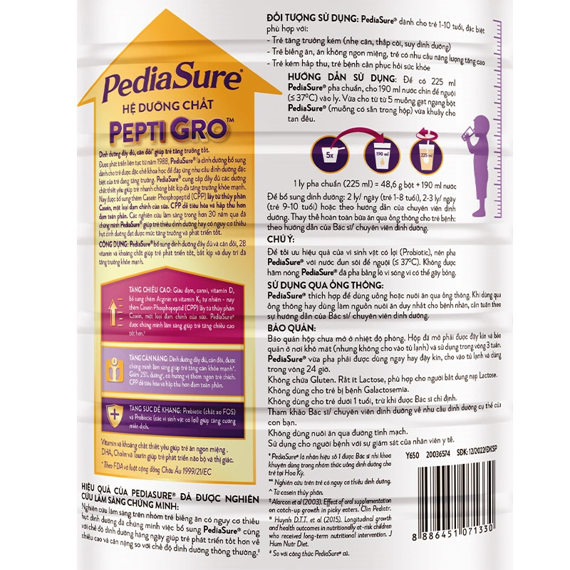 Combo 2 hộp sữa bột Abbott PediaSure BA hương vani 1.6 kg (1 - 10 tuổi) 10