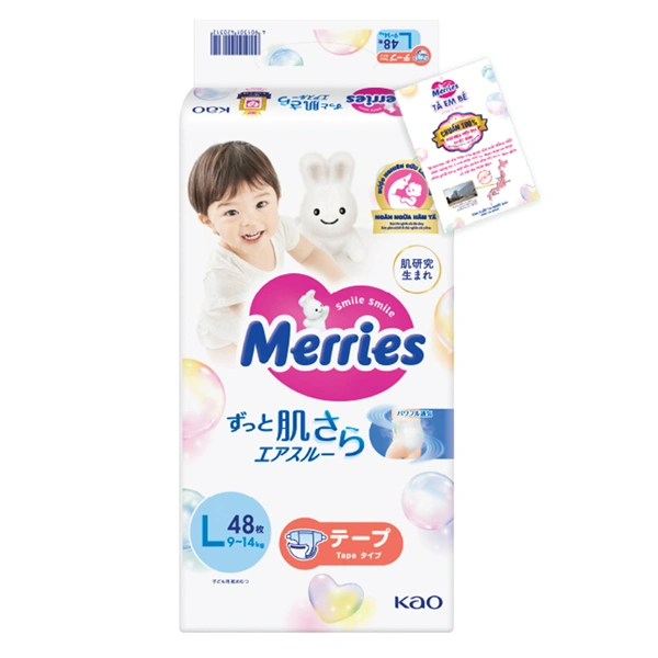 Tã dán Merries size L 48 miếng (9 - 14 kg) - Mẫu mới 1