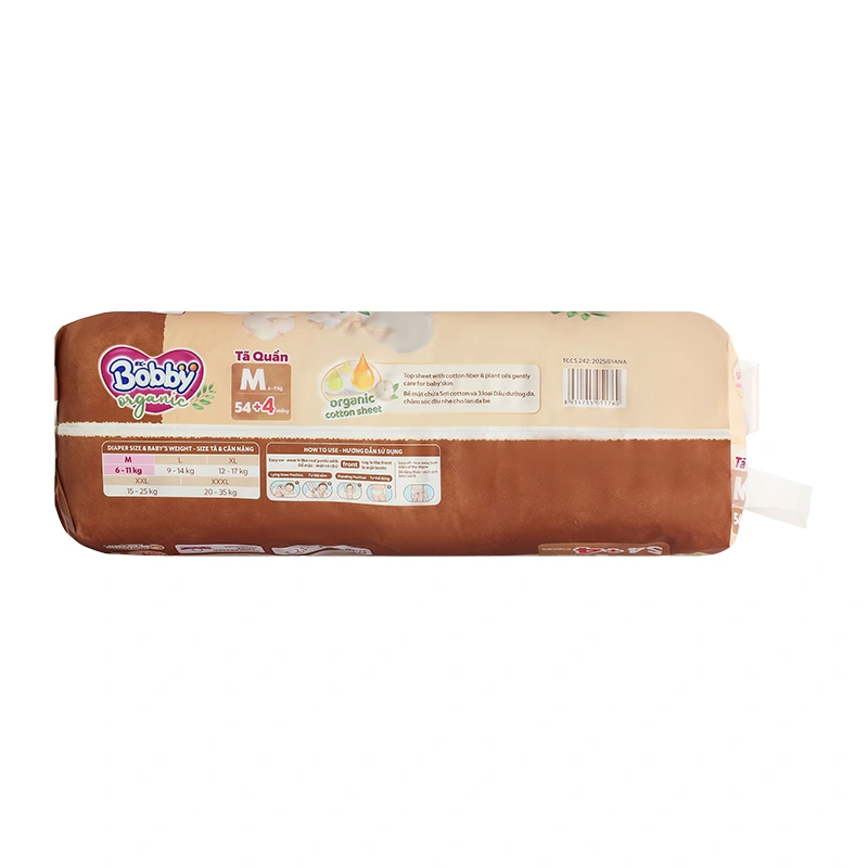 Tã quần Bobby Organic size M 54 + 4 miếng (6 - 11 kg) 4