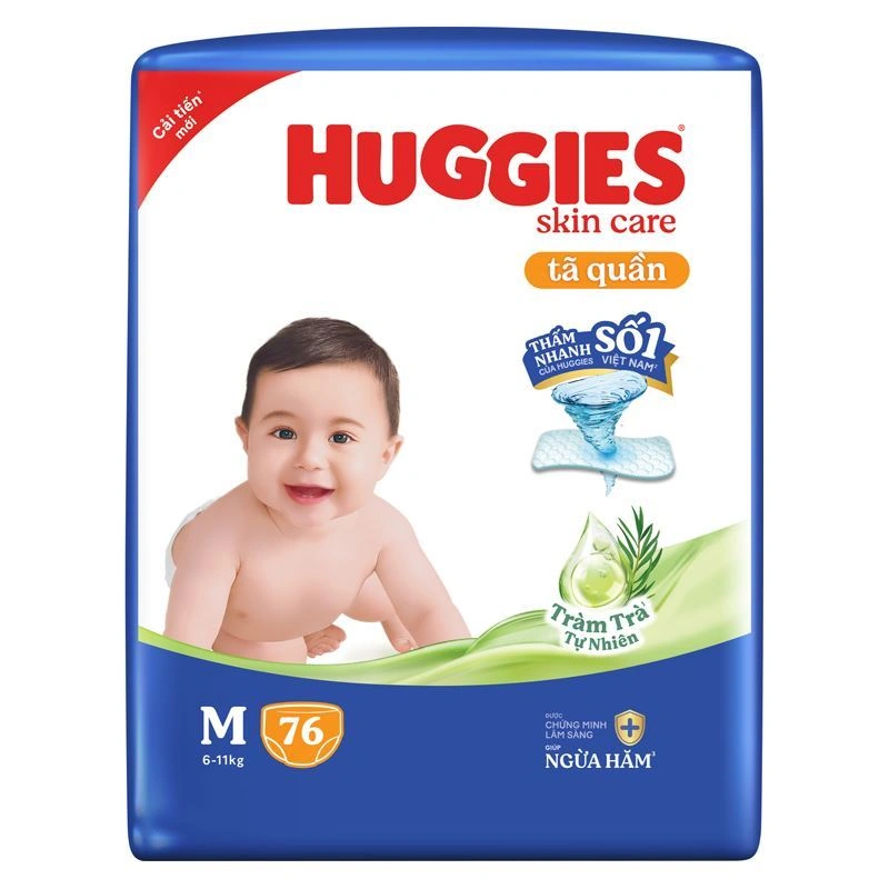 Tã quần Huggies Skincare cực đại size M 76 miếng (6 - 11 kg) - Giao bao bì ngẫu nhiên 1