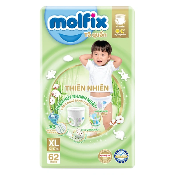 Combo 3 tã quần Molfix thiên nhiên size XL 62 miếng/bịch (12 - 17 kg) 2