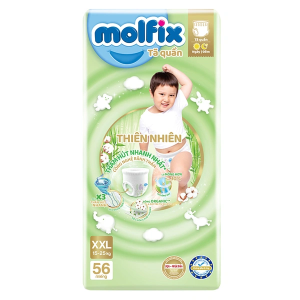 Combo 2 tã quần Molfix thiên nhiên size XXL 56 miếng/bịch (15 - 25 kg) 2