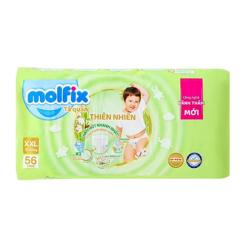 Combo 2 tã quần Molfix thiên nhiên size XXL 56 miếng/bịch (15 - 25 kg) 3