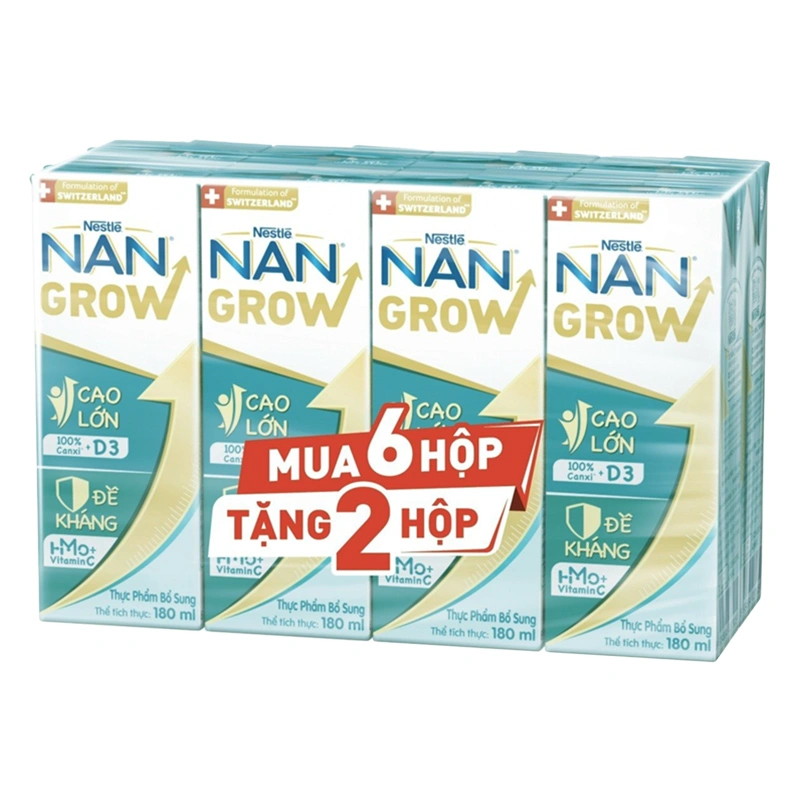 Lốc 6 + 2 hộp sữa pha sẵn Nestlé NAN Grow 180 ml (từ 1 tuổi) 19