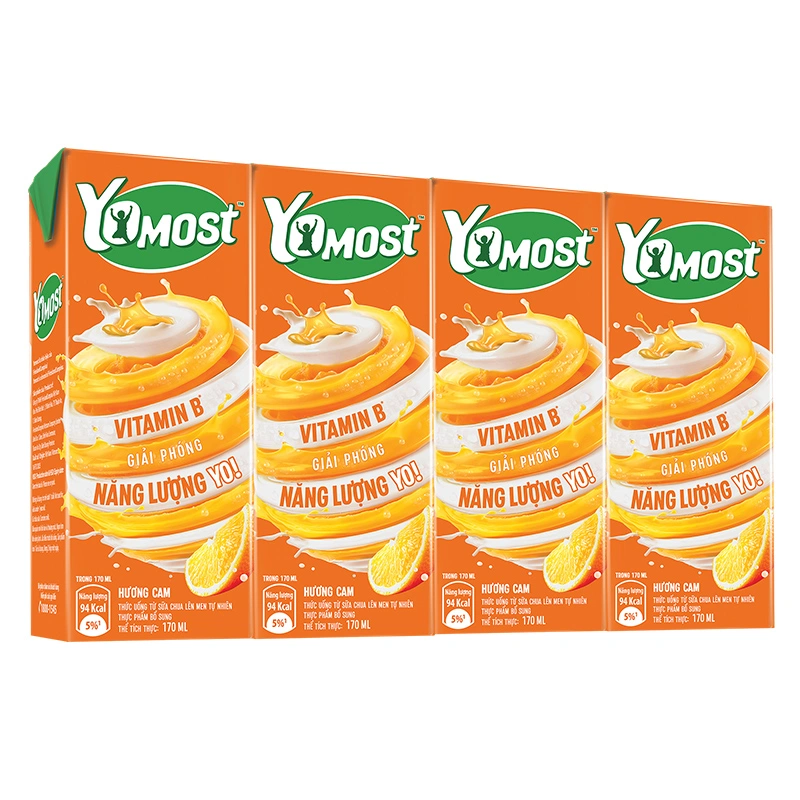 Lốc 4 hộp sữa chua uống tiệt trùng Yomost vị cam 170 ml (từ 2 tuổi) - Giao bao bì ngẫu nhiên 9