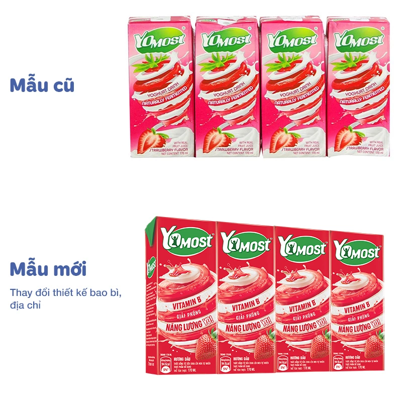 Thùng 48 hộp sữa chua uống tiệt trùng Yomost vị dâu 170 ml (từ 2 tuổi) - Giao bao bì ngẫu nhiên 3