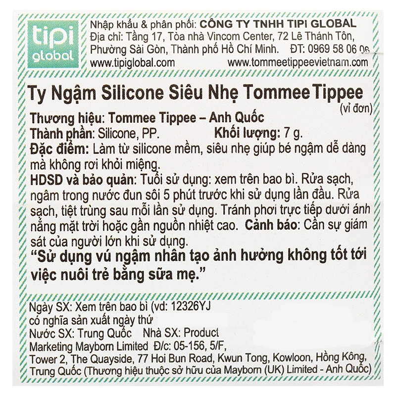 Ti ngậm Tommee Tippee siêu nhẹ Ultra Light (0 - 6 tháng) - Màu xanh 17