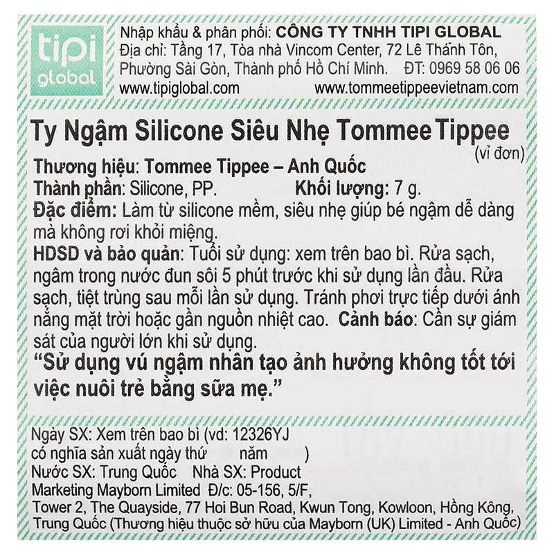 Ti ngậm Tommee Tippee siêu nhẹ Ultra Light (0 - 6 tháng) - Màu xanh 9