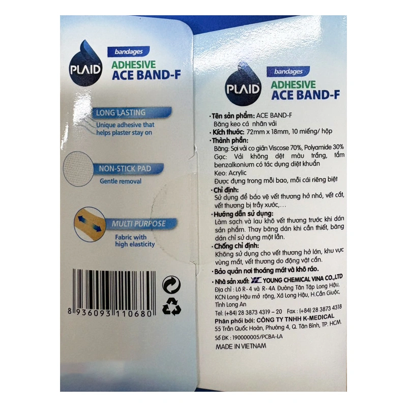 Băng cá nhân vải ACE BAND-F PLAID 7.2x1.8 cm (10 miếng) 5