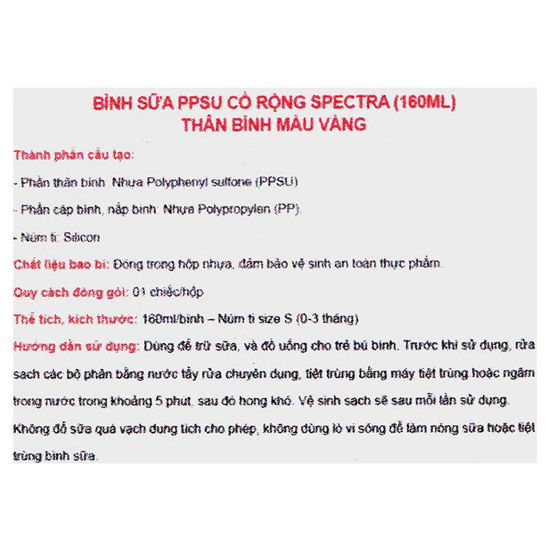 Bình sữa nhựa PPSU Spectra cổ rộng 260 ml (5 - 7 tháng) 28