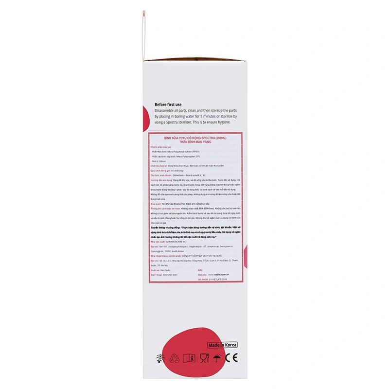 Bình sữa nhựa PPSU Spectra cổ rộng 260 ml (5 - 7 tháng) 13