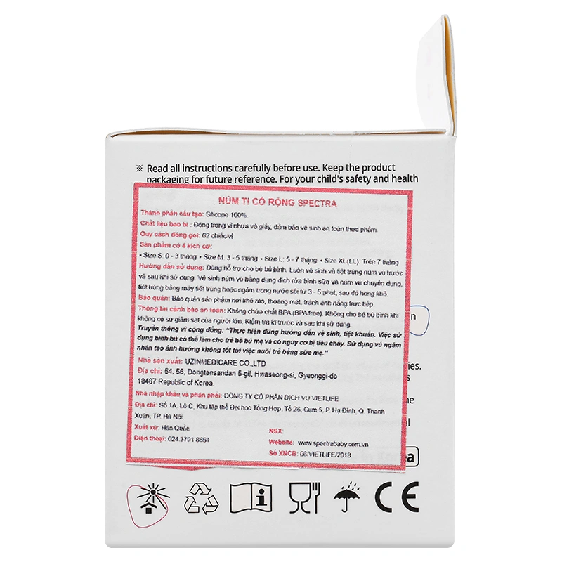 Bộ 2 núm ti Spectra cổ rộng size LL (từ 7 tháng) 14