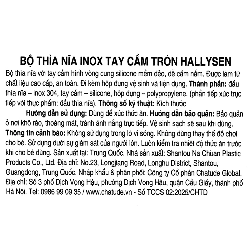 Bộ muỗng nĩa inox tay cầm tròn Hallysen - Màu xanh dương 23