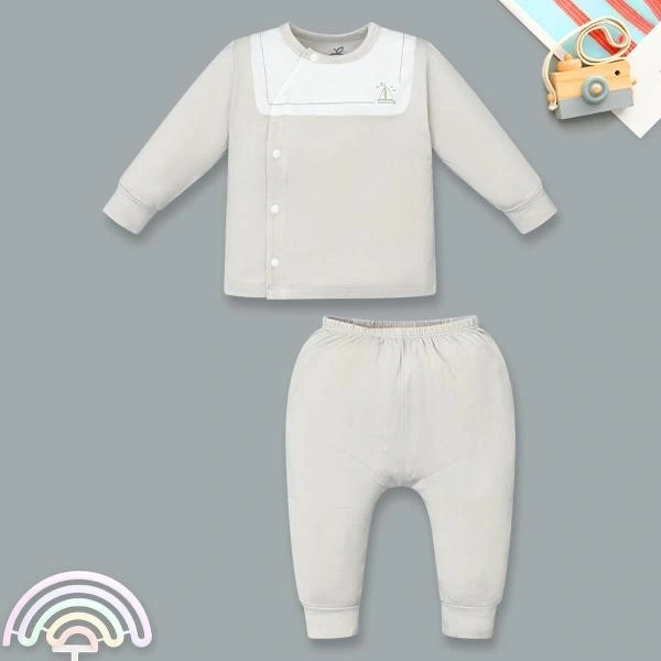 Bộ tay dài unisex La Pomme sợi tre be