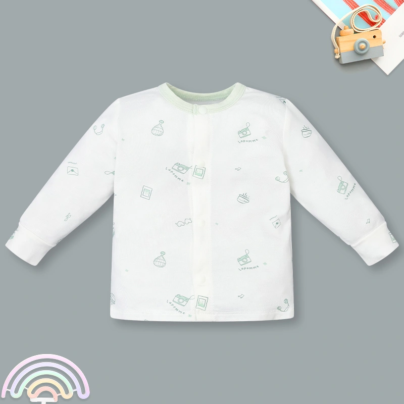 Bộ tay dài La Pomme quần cạp cao nhiếp ảnh nhí màu xanh mint - trắng 2