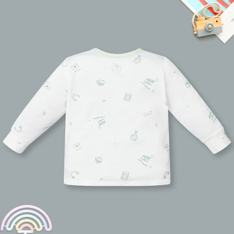 Bộ tay dài La Pomme quần cạp cao nhiếp ảnh nhí màu xanh mint - trắng 3