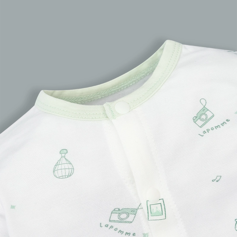 Bộ tay dài La Pomme quần cạp cao nhiếp ảnh nhí màu xanh mint - trắng 4