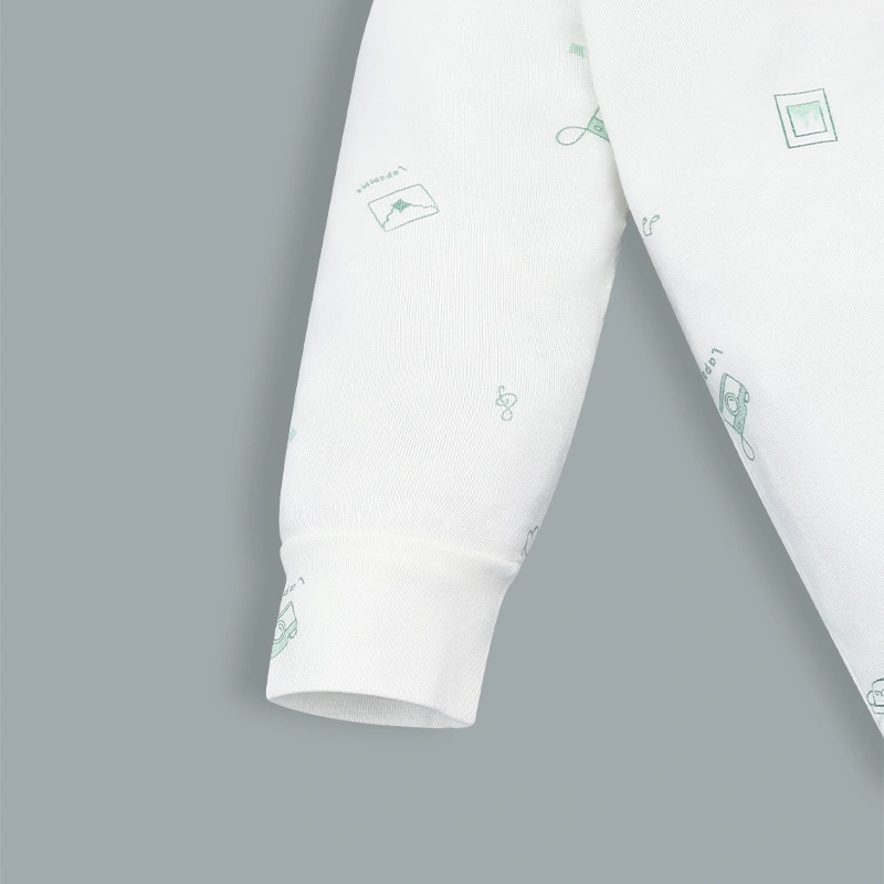 Bộ tay dài La Pomme quần cạp cao nhiếp ảnh nhí màu xanh mint - trắng 5