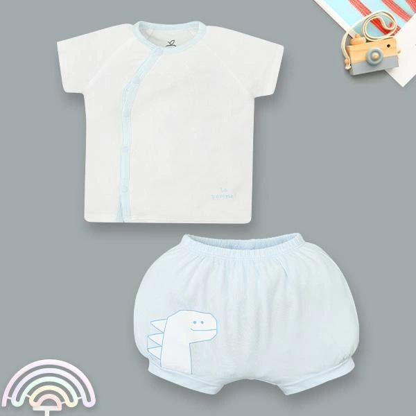 Bộ tay ngắn unisex La Pomme sợi tre xanh