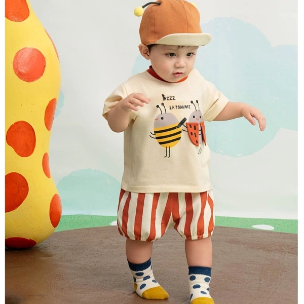 Bộ bé trai La Pomme cotton be cam