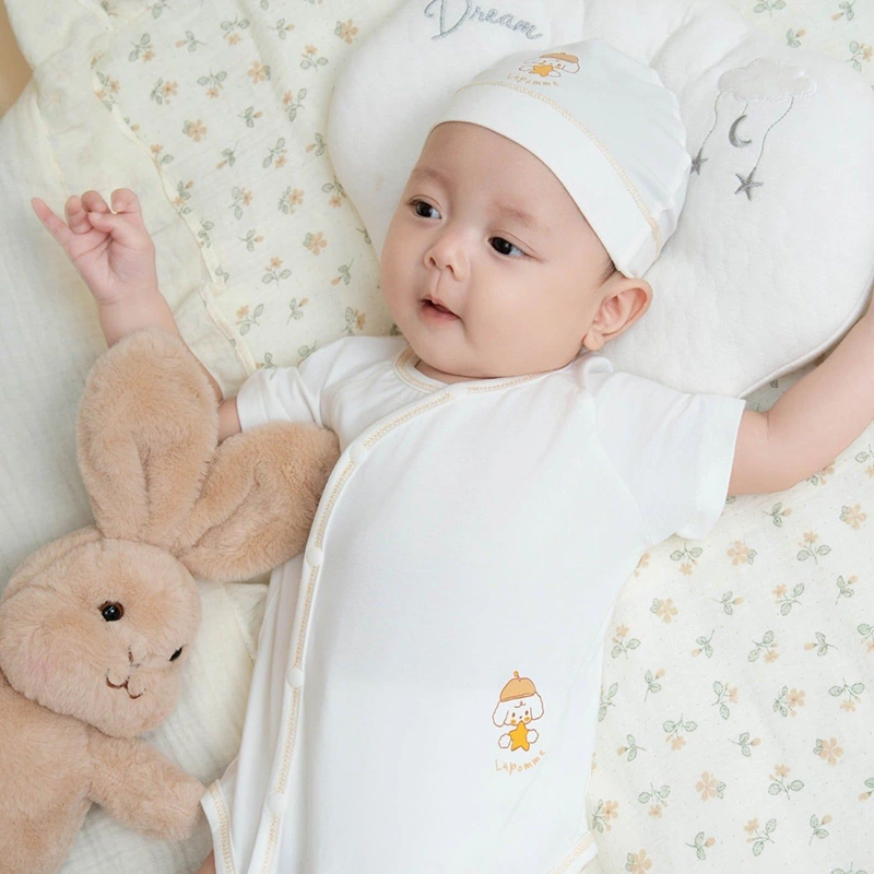 Bodysuit tay ngắn La Pomme bé cún lông mềm màu xanh 3