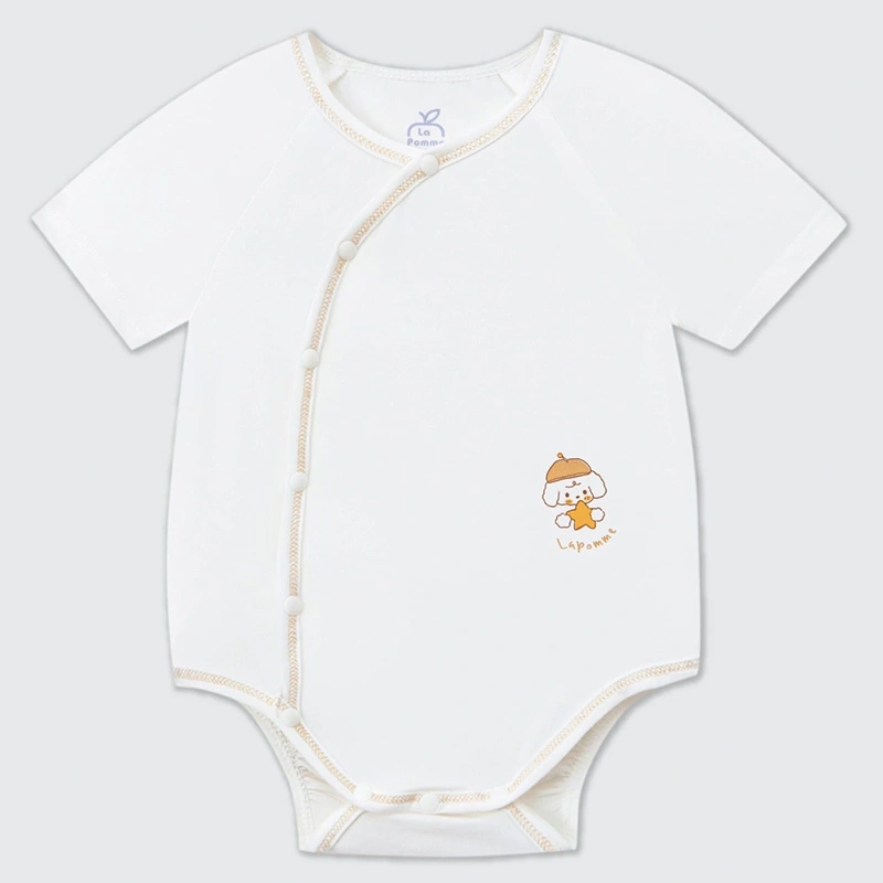 Bodysuit tay ngắn La Pomme bé cún lông mềm màu xanh 5