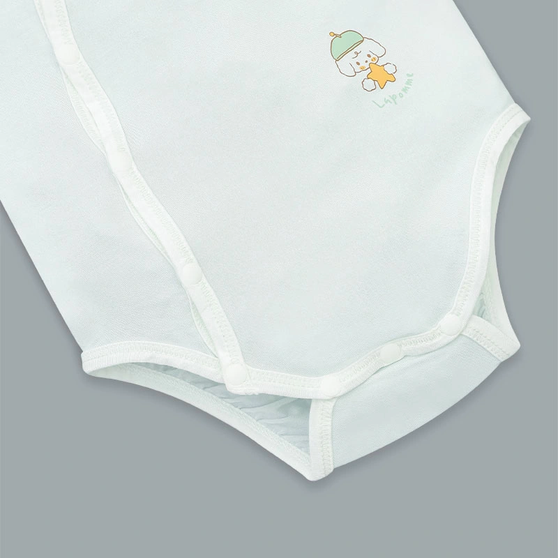 Bodysuit tay ngắn La Pomme bé cún lông mềm màu trắng 10