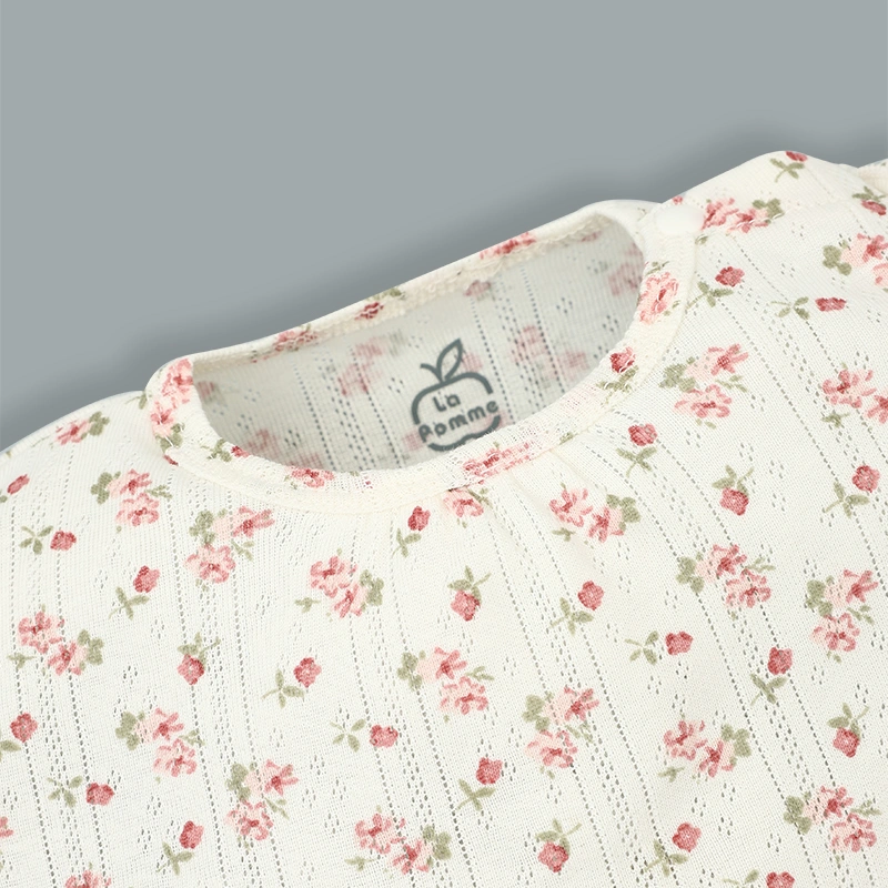 Bodysuit tay ngắn La Pomme mùa hoa nhí yêu thương màu kem 3