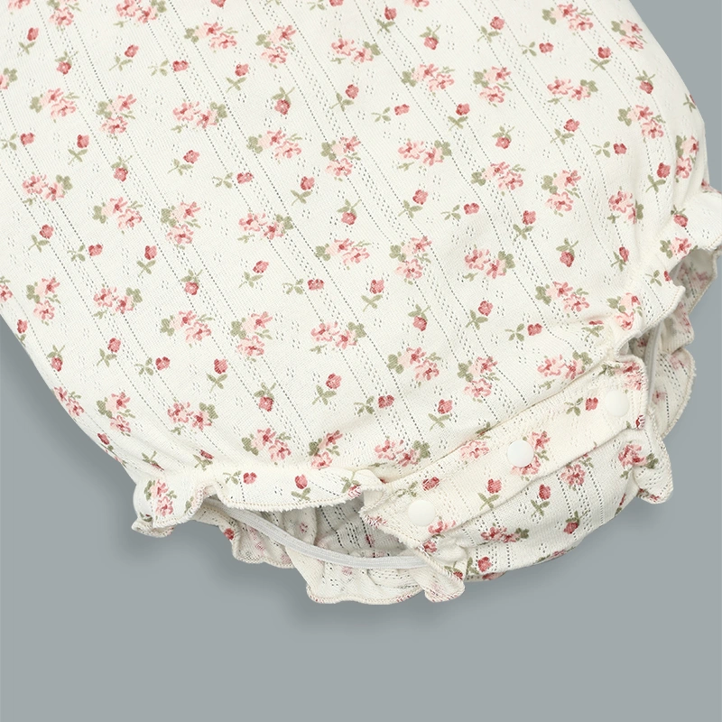 Bodysuit tay ngắn La Pomme mùa hoa nhí yêu thương màu kem 5