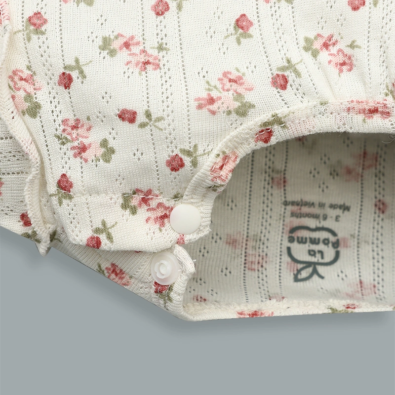 Bodysuit tay ngắn La Pomme mùa hoa nhí yêu thương màu kem 6