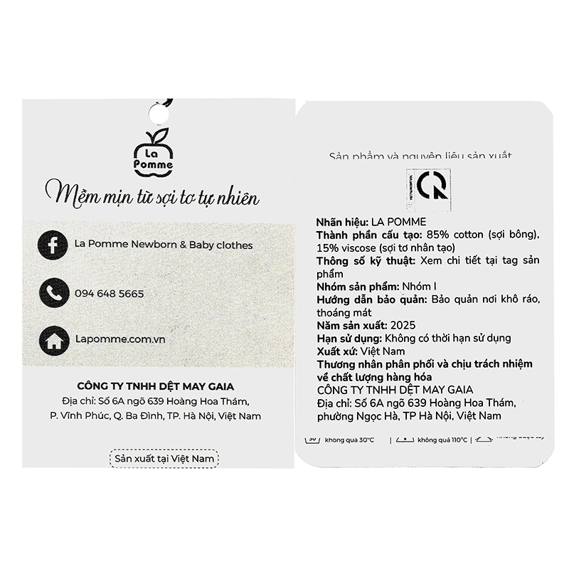 Bodysuit tay ngắn La Pomme mùa hoa nhí yêu thương màu kem 8