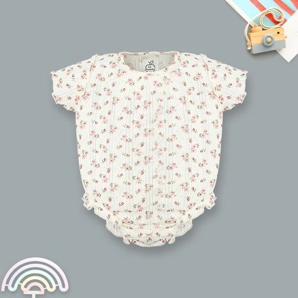 Bodysuit bé gái La Pomme cotton kem