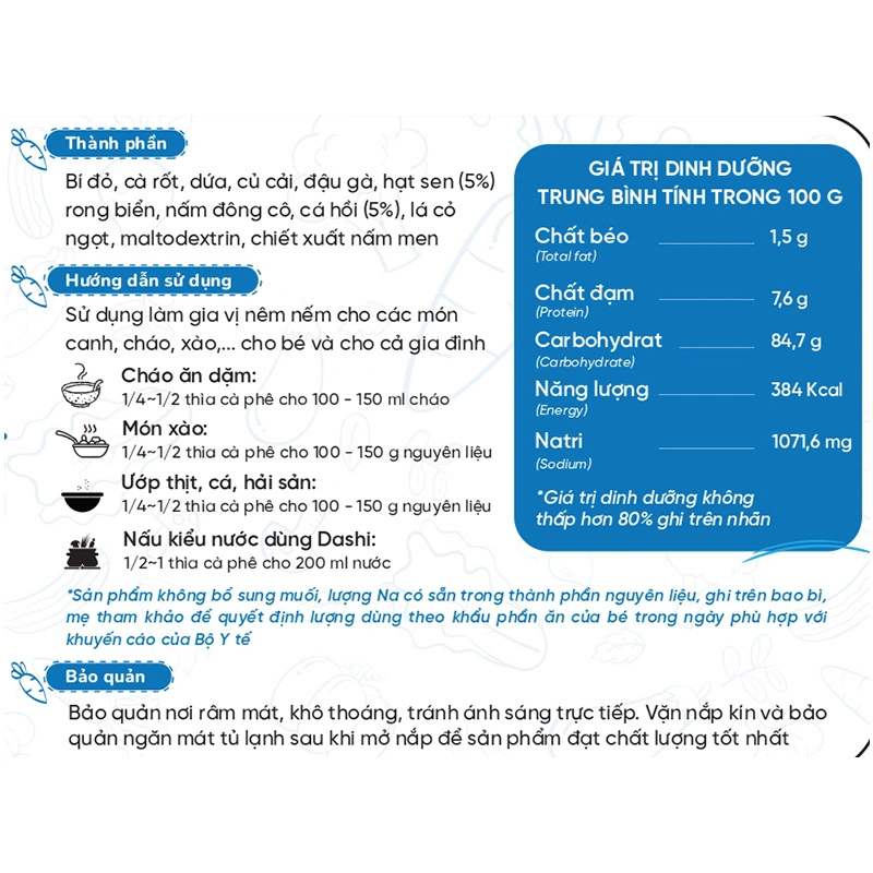 Bột nêm Lê Gia vị rau củ hũ 60g (từ 6 tháng) 12