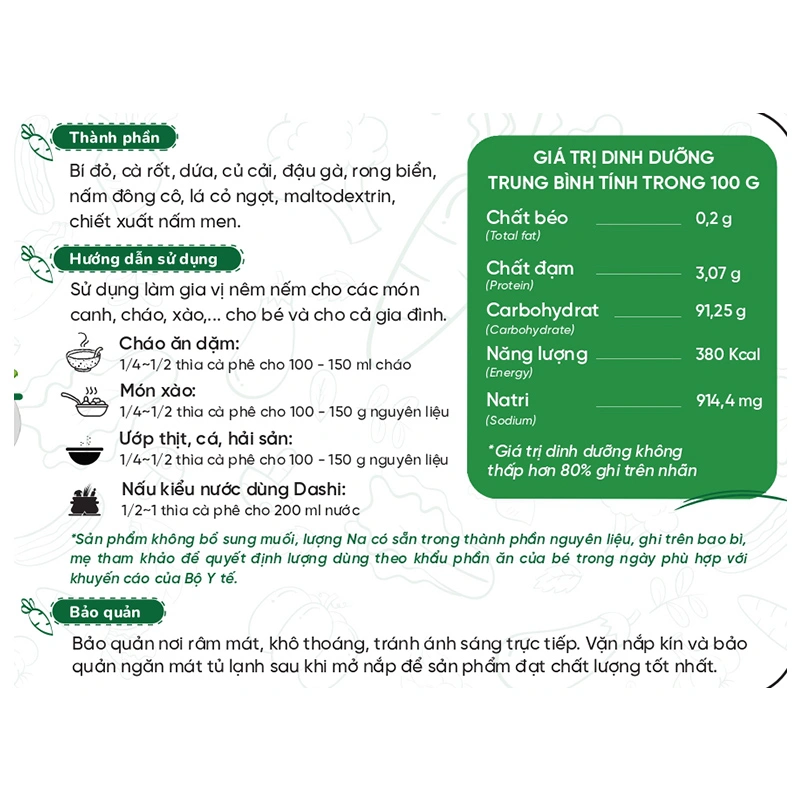 Bột nêm Lê Gia vị rau củ hũ 60g (từ 6 tháng) 4