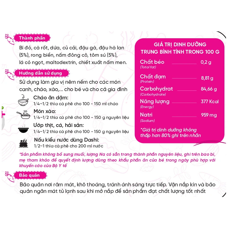 Bột nêm Lê Gia vị rau củ hũ 60g (từ 6 tháng) 8