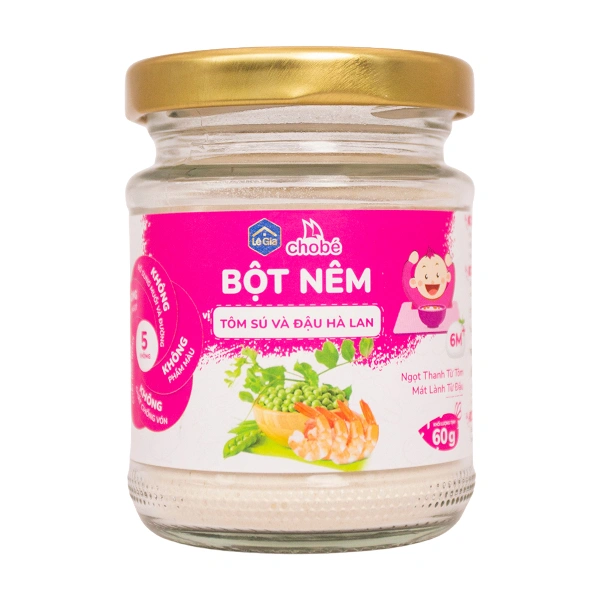 Bột nêm Lê Gia vị tôm sú và đậu hà lan hũ 60g (từ 6 tháng)