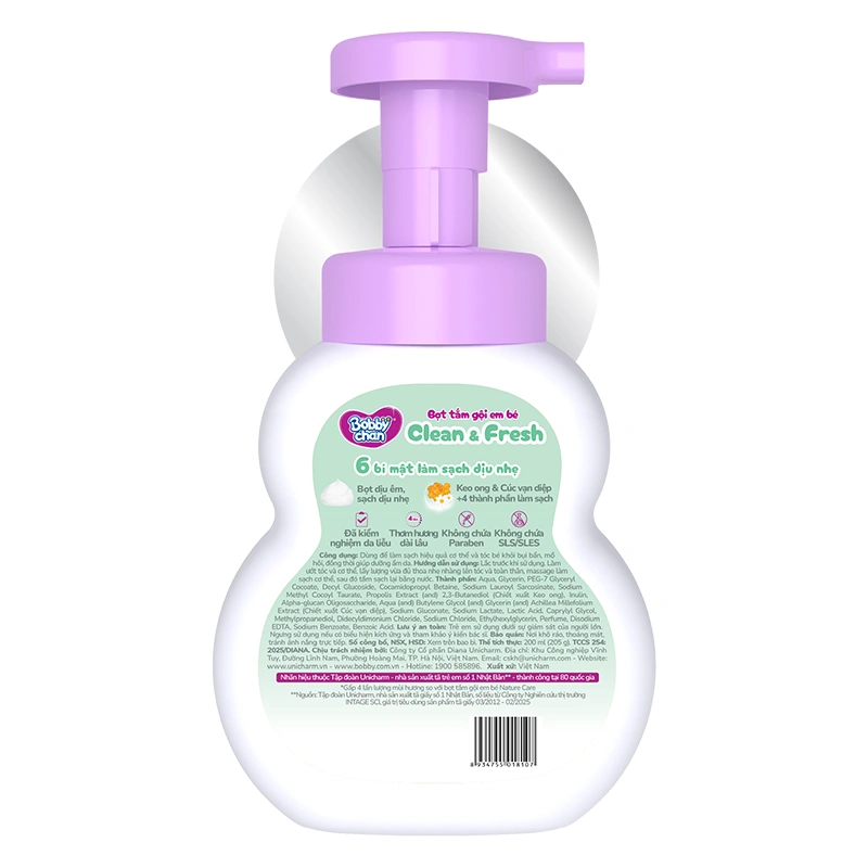 Bọt tắm & gội 2in1 cho bé BobbyChan Clear & Fresh hương trái cây 200 ml (mọi độ tuổi) 2