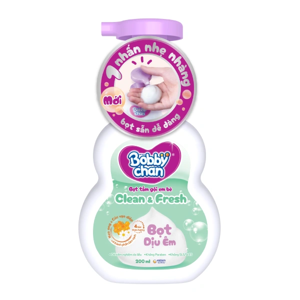 Bọt tắm & gội 2in1 cho bé BobbyChan Clear & Fresh