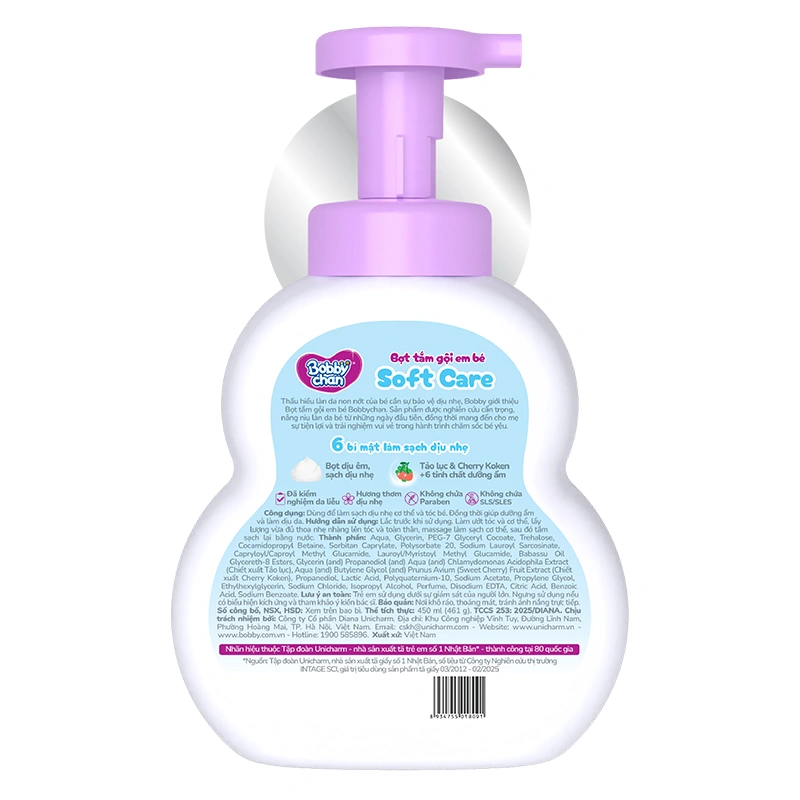 Bọt tắm & gội 2in1 cho bé BobbyChan Soft Care hương hoa 450 ml (mọi độ tuổi) 2