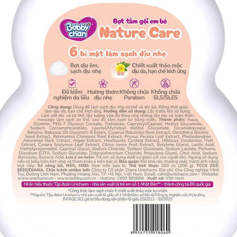 Bọt tắm & gội 2in1 cho bé BobbyChan Nature Care hương thảo mộc 200 ml (mọi độ tuổi) 3