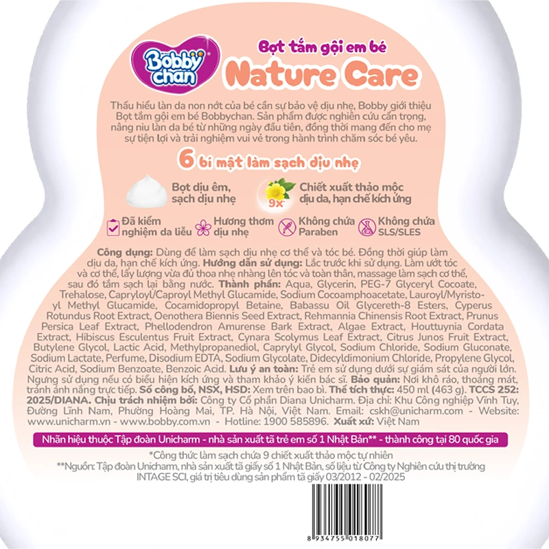 Bọt tắm & gội 2in1 cho bé BobbyChan Nature Care hương thảo mộc 200 ml (mọi độ tuổi) 5