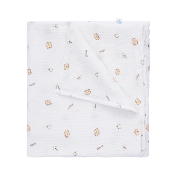 Chăn mây muslin Piumie - Gấu nâu