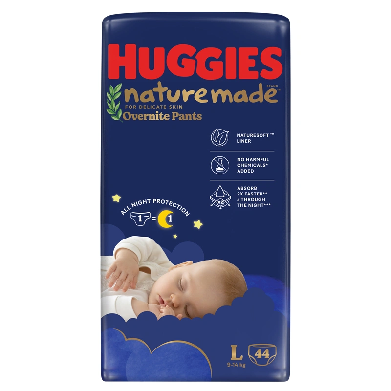 Combo 2 tã quần Huggies Nature made Overnite size L 44 miếng/bịch (9 - 14 kg) 2